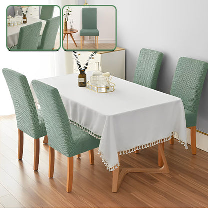 housse chaise nappe table pot fleurs armoire blanche